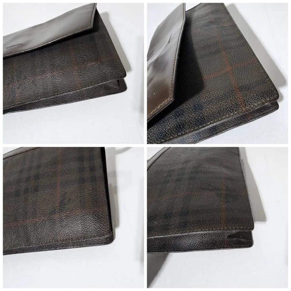 Authentic Burberry Canvas and Leather Clutch/Wristlet Dark Brown - Picture 10 of 12